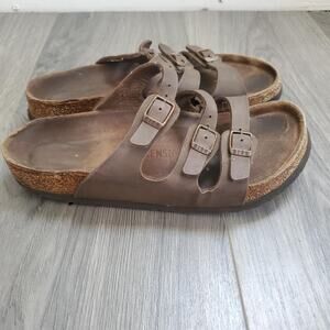 Birkenstock Florida Sandals Womens Size 38 Brown Triple Strap Cork Footbed Shoes